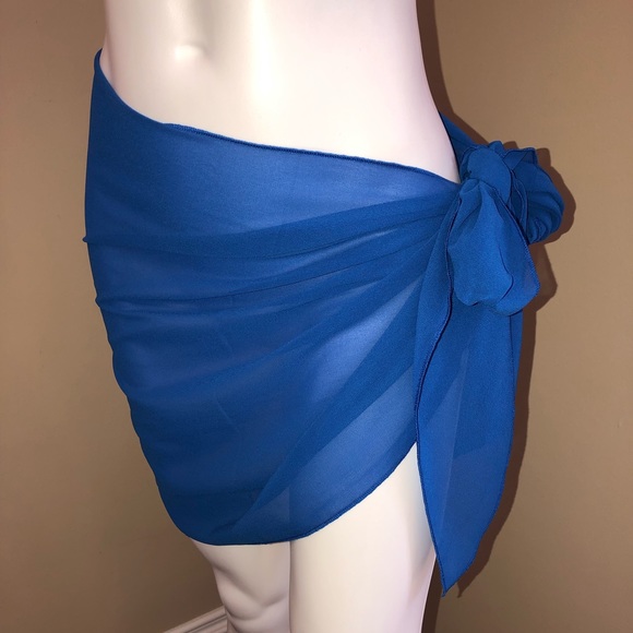 Scarf Wrap Sarong Cover Up Blue Bathing Suit Wrap Bikini Wrap Summer Essential - Picture 4 of 4